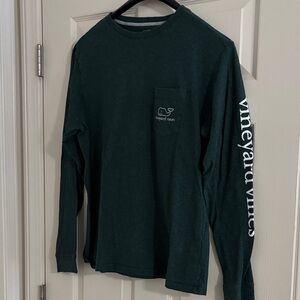 Vineyard Vines Men's Dark Green Long Sleeve Tee